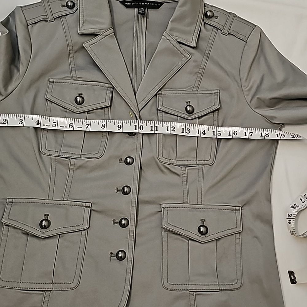 WHBM Womens Gray Button-Front Utility Jacket - Picture 5 of 8